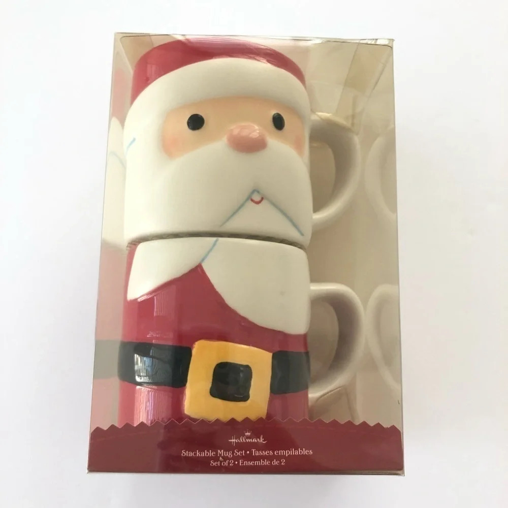 New Vintage Hallmark Santa Stackable Mug Set of‎ 2